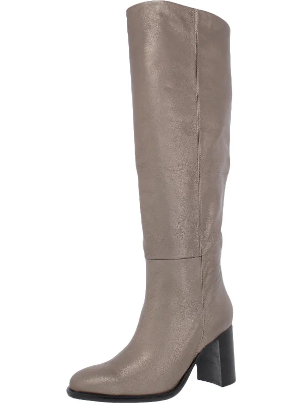 Grayson Womens Leather Round Toe Knee-High Boots