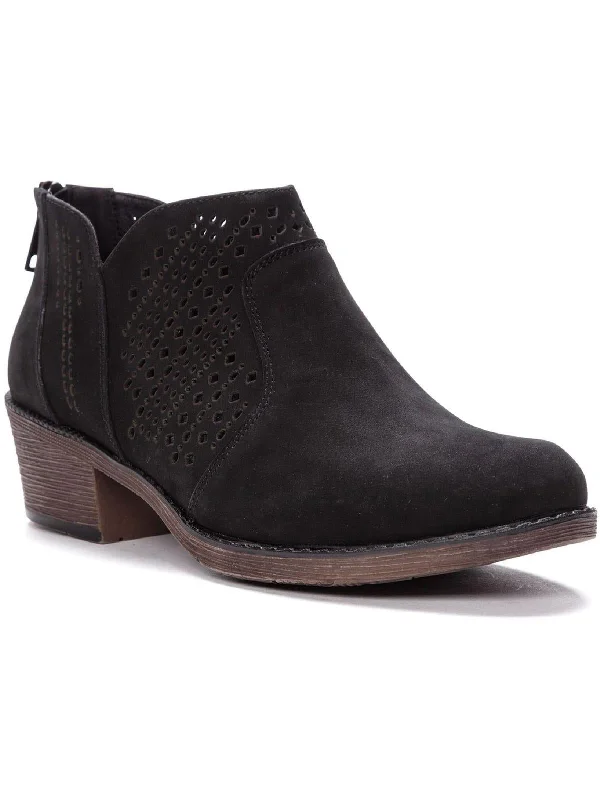 Remy Womens Perforated Slip On Ankle Boots