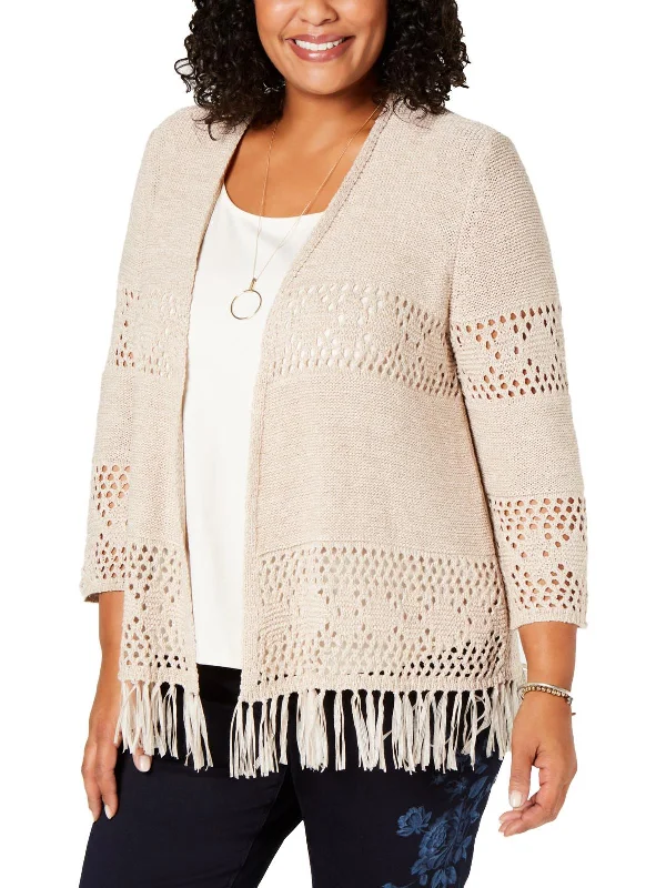 Plus Womens Open Front Layering Cardigan Sweater