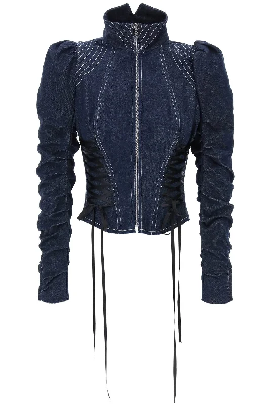 denim jacket with corset detailing COURTESAN ARMOUR JACKET INDIGO