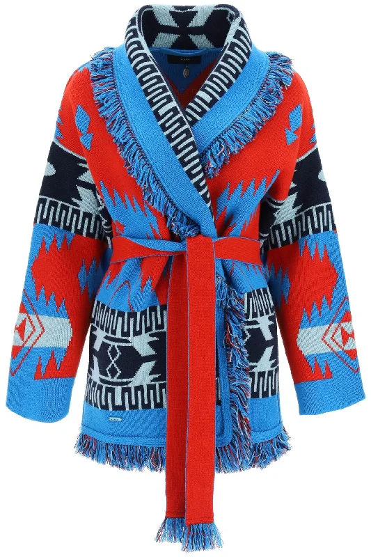 icon cardigan in jacquard cashmere LWHB064F22KNI001 RED MULTI