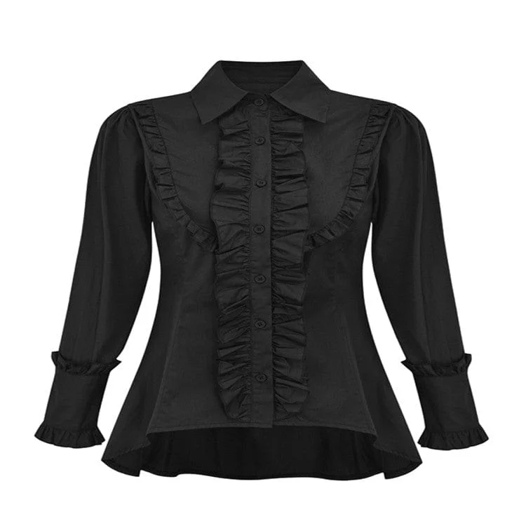 Women's Gothic Slim Fitted Ruffled Shirt