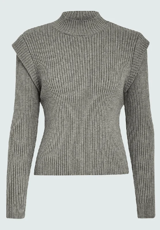 Avaline Knit Pullover - Gunmetal Melange