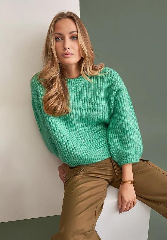 PCCori 3/4 Sleeve Knit Pullover - Gumdrop Green Melange