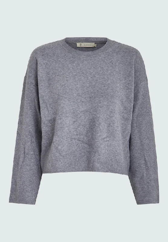 PCDeb O-Neck Knit Pullover - Grey Melange