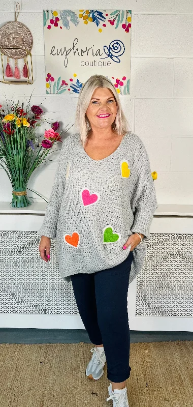 Ephron Oversized Heart Knit - Grey