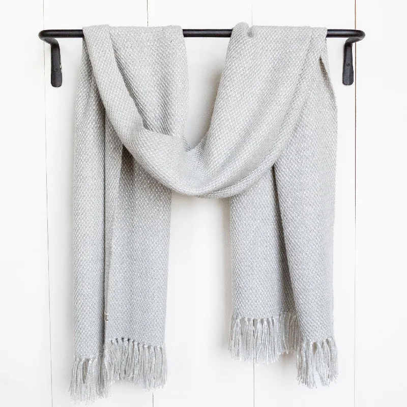 Fog Gray Handwoven Alpaca & Silk Wrap