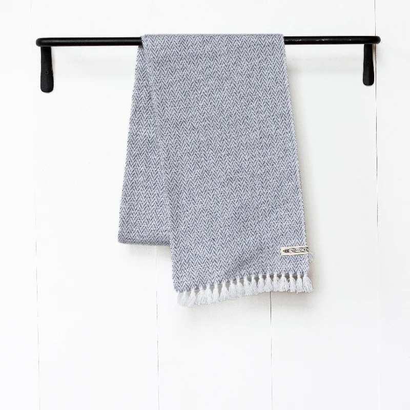 Charcoal Herringbone Handwoven Cashmere Scarf