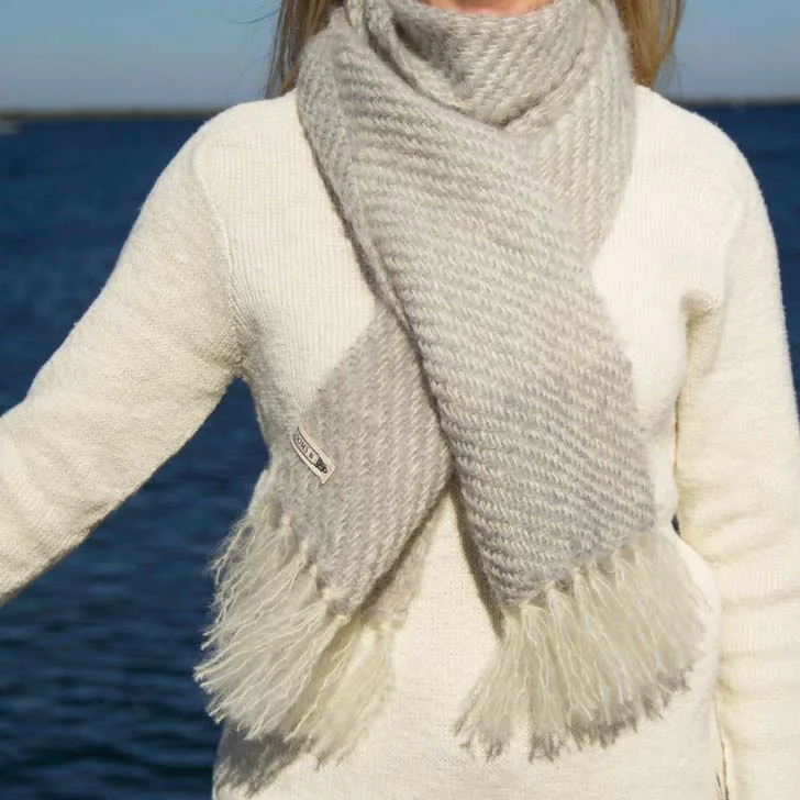 Gray Handwoven Mohair Scarf