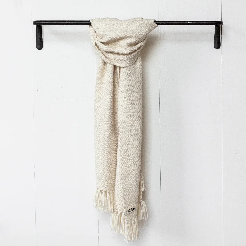 Ivory Handwoven Alpaca Scarf