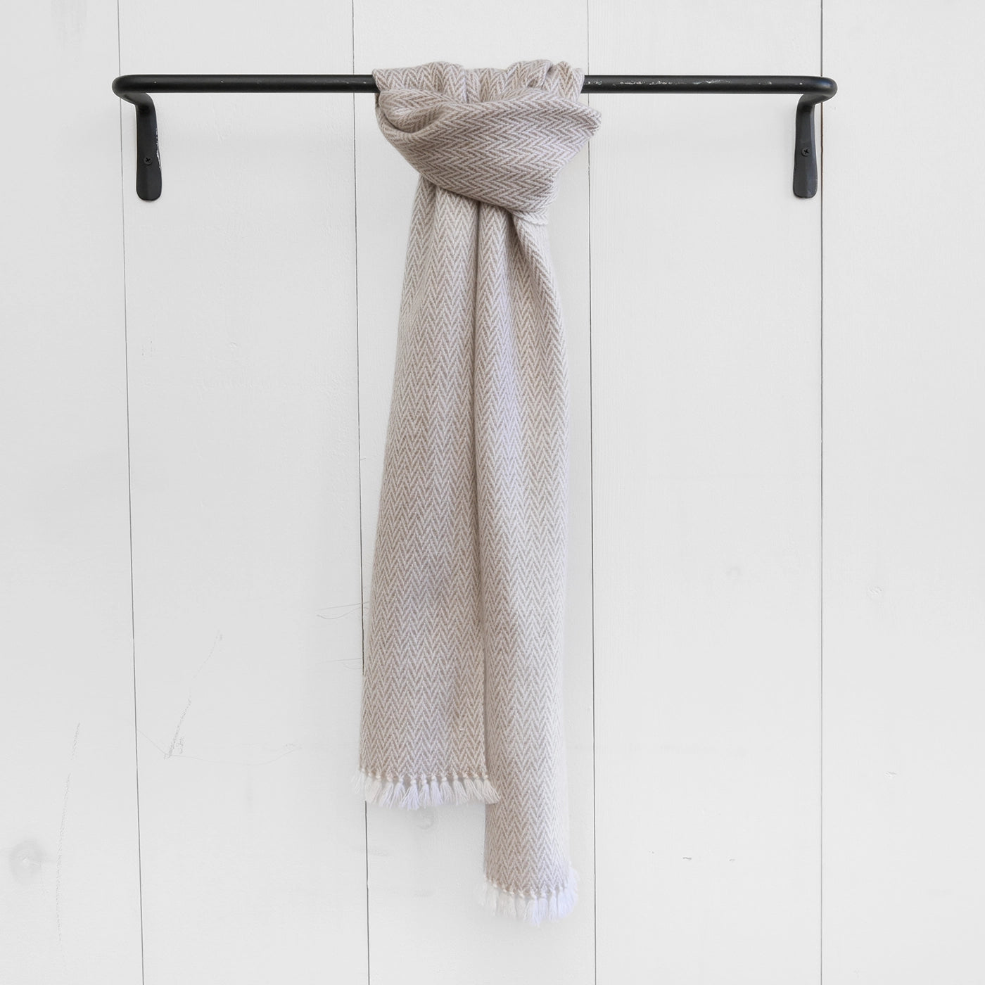 Latte Handwoven Cashmere Scarf