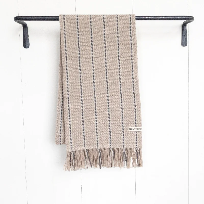 Neutral Ticking Stripe Handwoven Alpaca Scarf