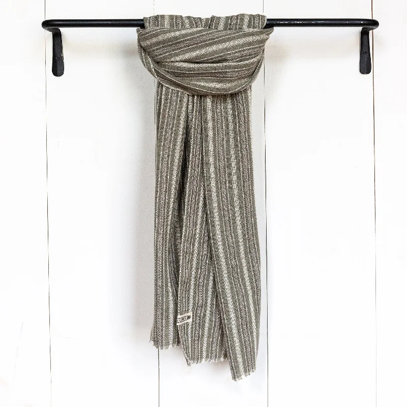 Neutral Stripe Handwoven Cotton Scarf