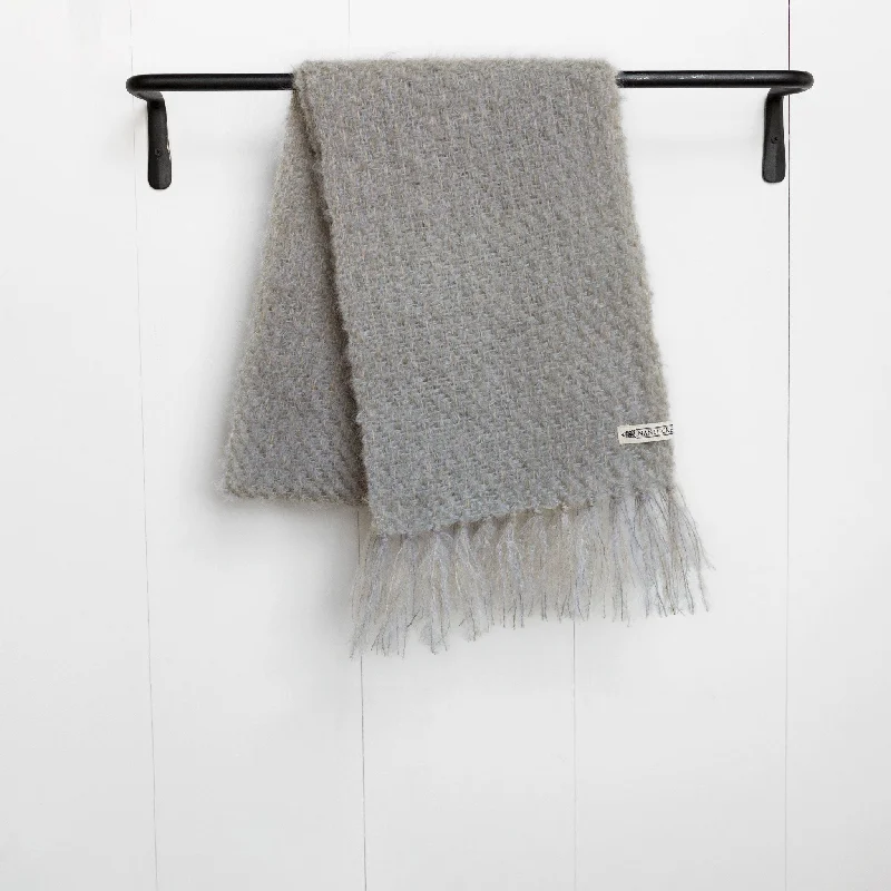 Pebble Gray Handwoven Mohair Scarf